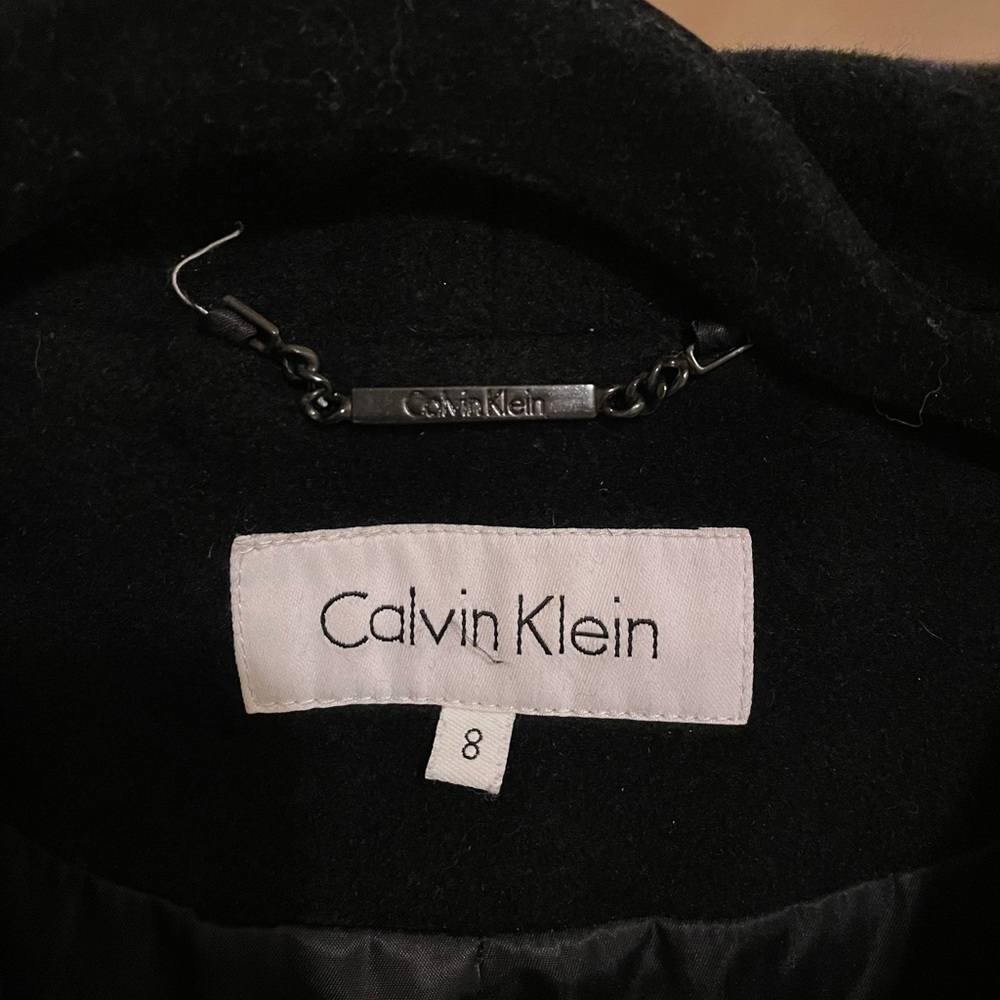 $210 CALVIN KLEIN BELTED ANGORA & WOOL COAT - Picture 6 of 9
